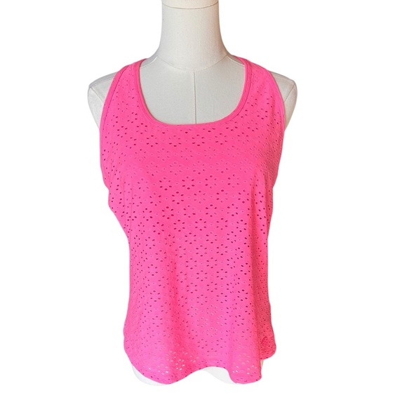 Lilly Pulitzer - NWT Asana Bra Tank Top Pink Eyelet Racerback Shelf Bra Sz L - Picture 3 of 9